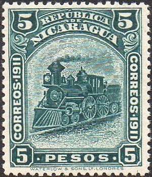 Nicaragua Telegraph Stamps Train & Mount Momotombo