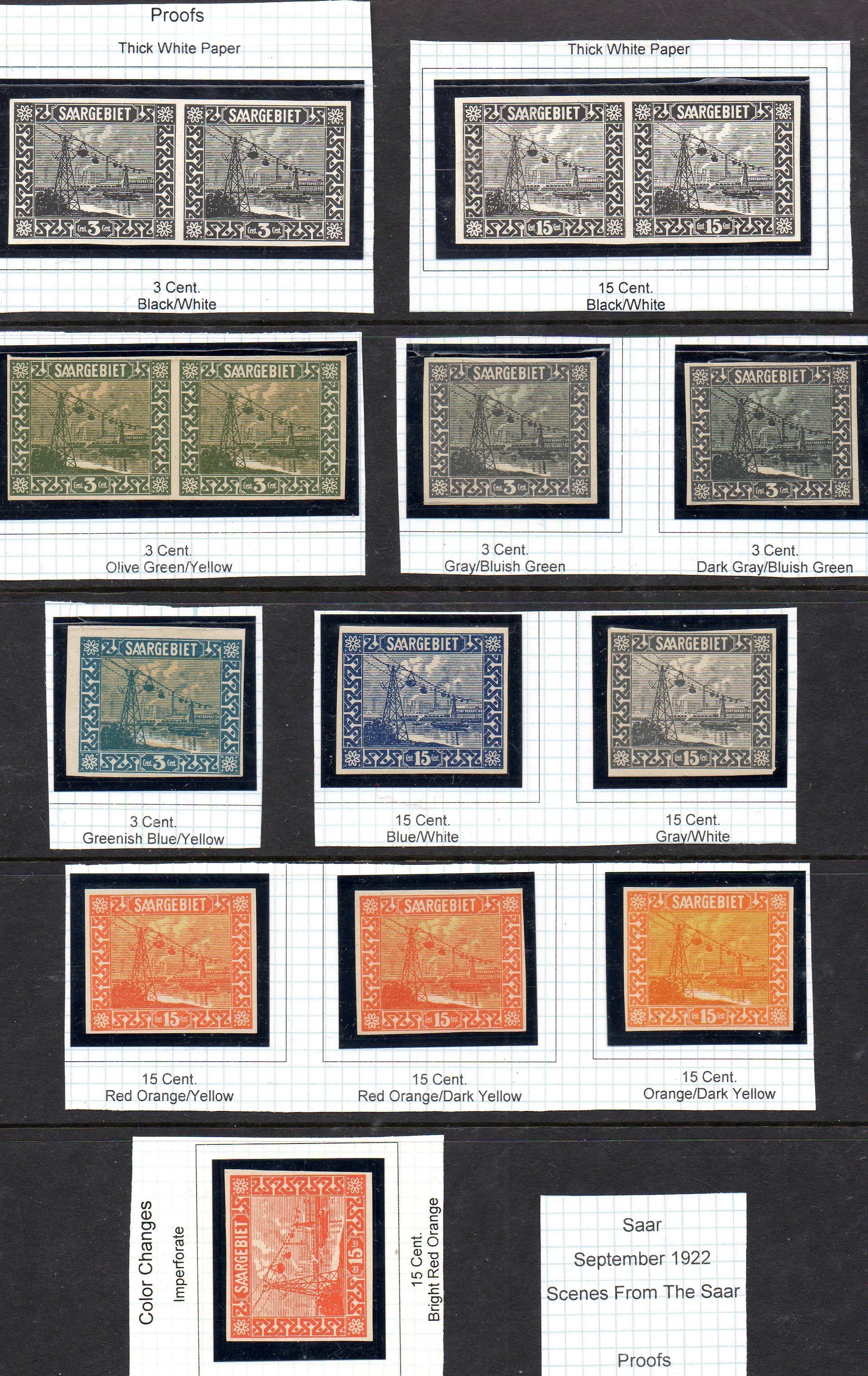 December 2020 Saar 1922 Proofs Railway Stamps Train Stamps Sellos Ferroviarios Timbres-poste ferroviaires Briefmarken Eisenbahn