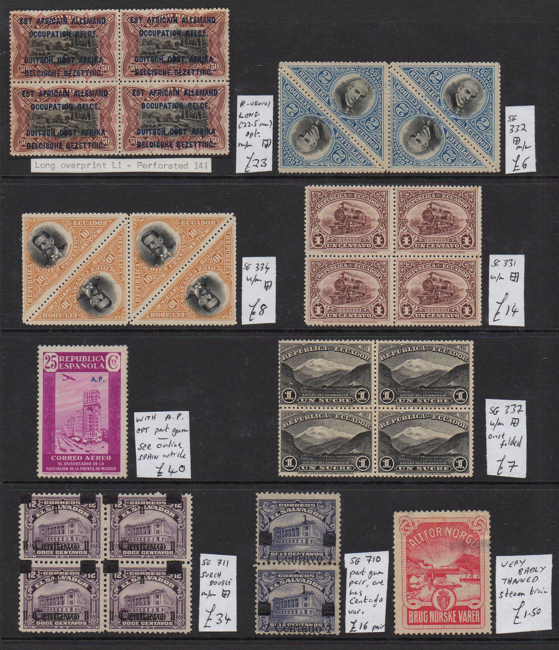 Ecuador Ruanda-Urundi Railway Stamps Train Stamps Sellos Ferroviarios Timbres-poste ferroviaires Briefmarken Eisenbahn