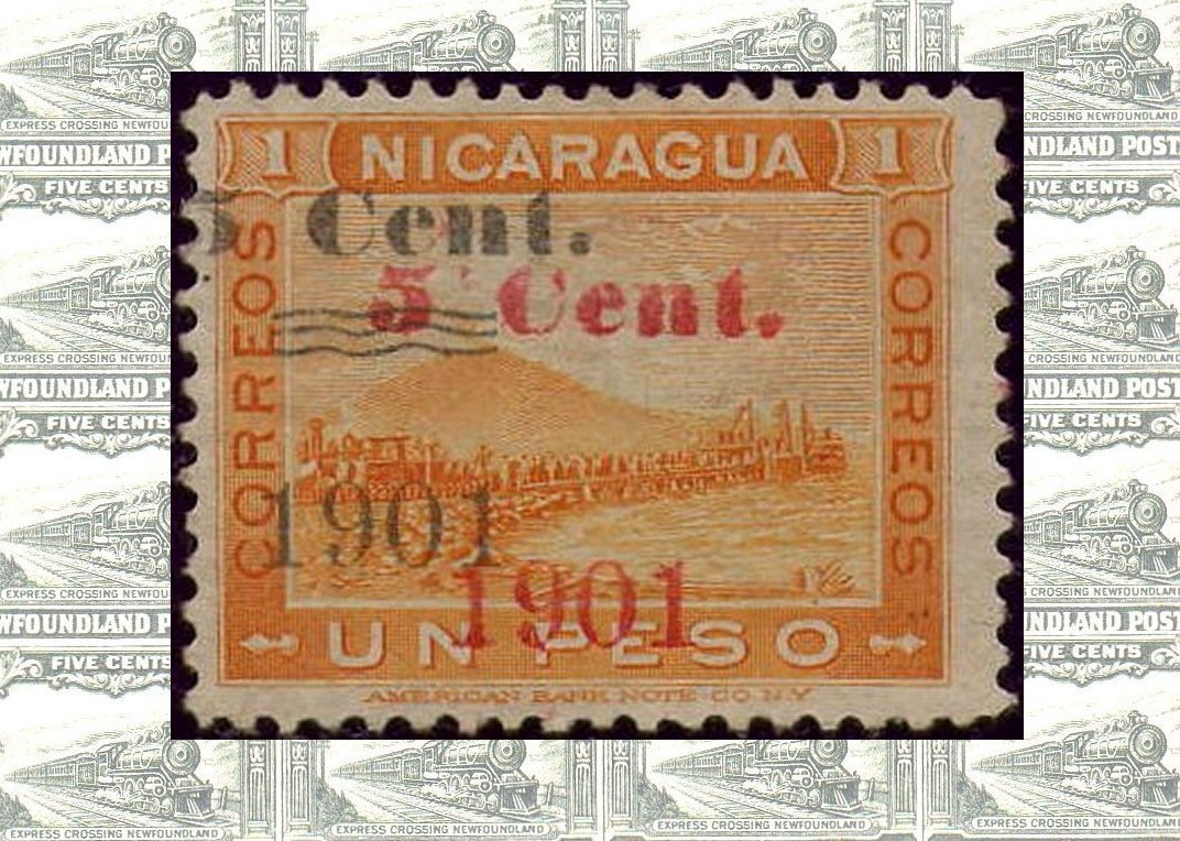 Nicaragua Momotombo Volcano Steam Train Stamps sellos 