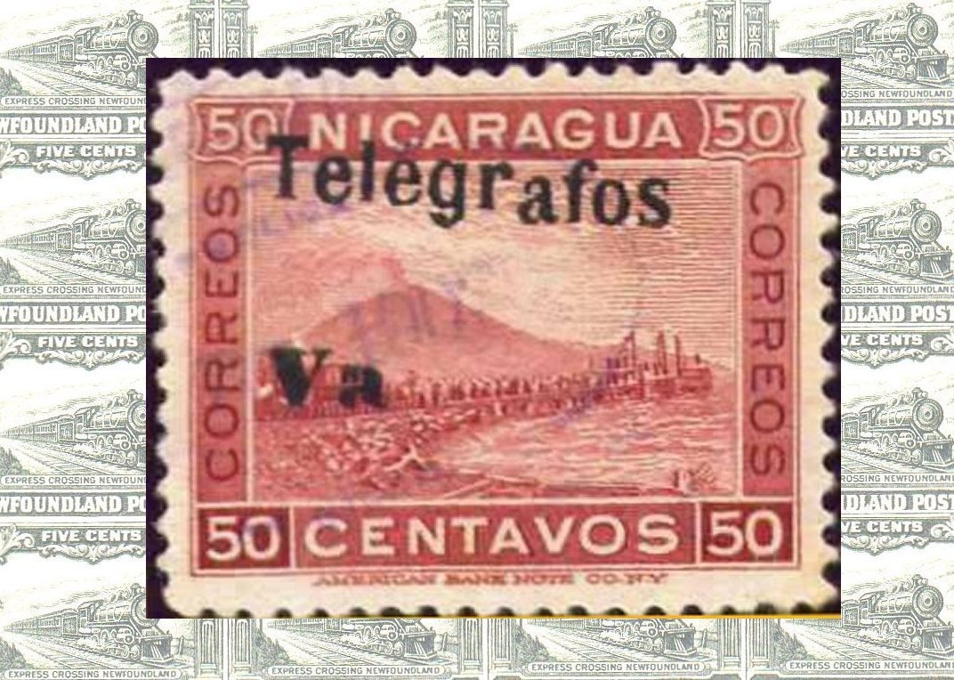Nicaragua Telegraph Stamps Train & Mount Momotombo