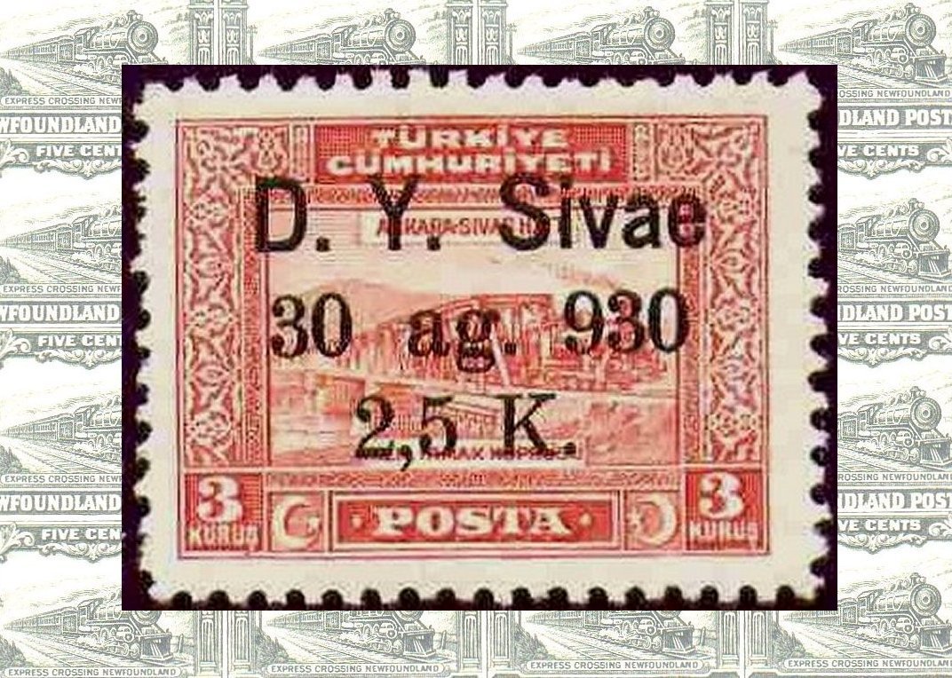 Turkey 1930 Sivas Railway stamps - Varieties